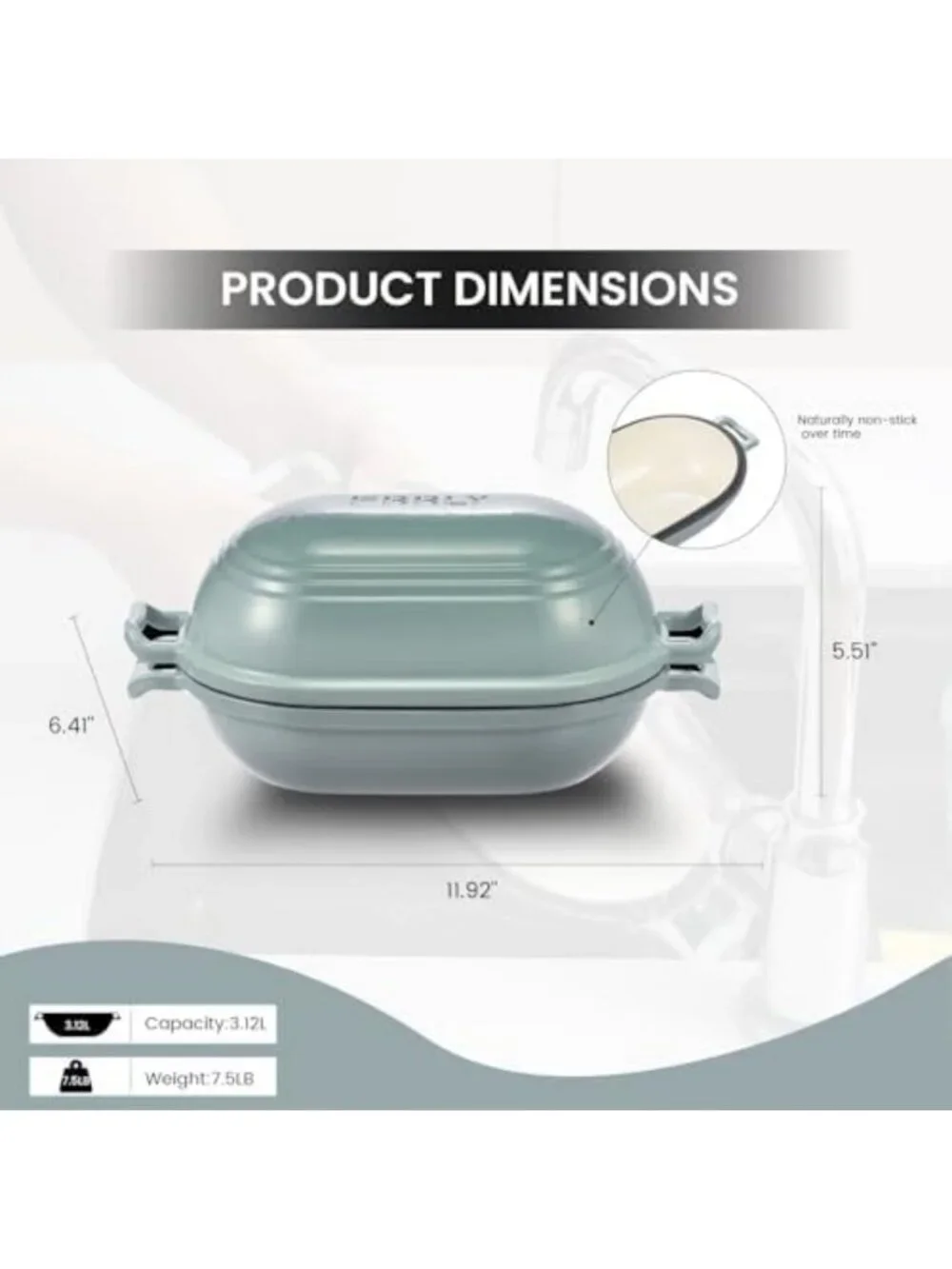 Enameled Cast Iron Dutch Oven for Sourdough & Meatloaf Baking, 2.8QT Oven Safe